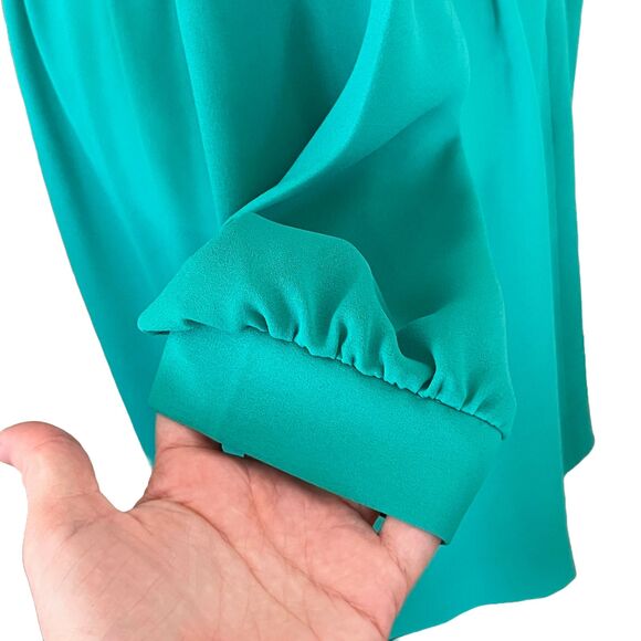 Vintage Herman Marcus Dress – 1970s Teal Pleated Midi Dress - Picture 8 of 14